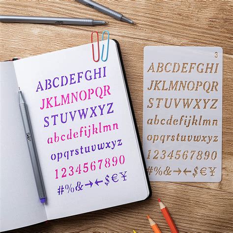 Font stencil for wood signs, wedding stencils or custom words. Letter Stencils, 12 Pack, 4 x 7 Inch, Alphabet Stencils ...