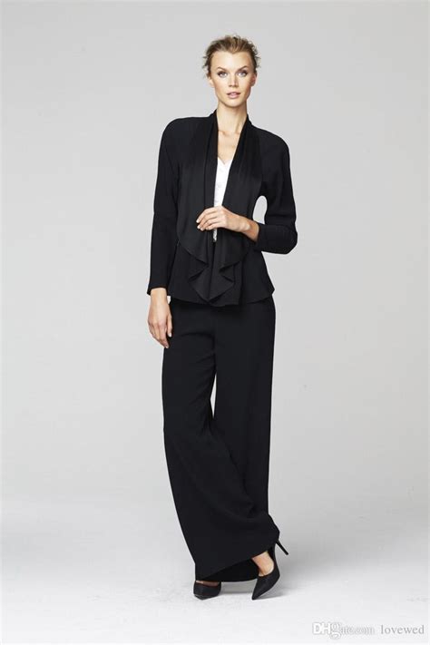 Custom Made Chiffon Mother Of The Bride Pant Suit For Weddings Long Sleeve Evening Pant Suits
