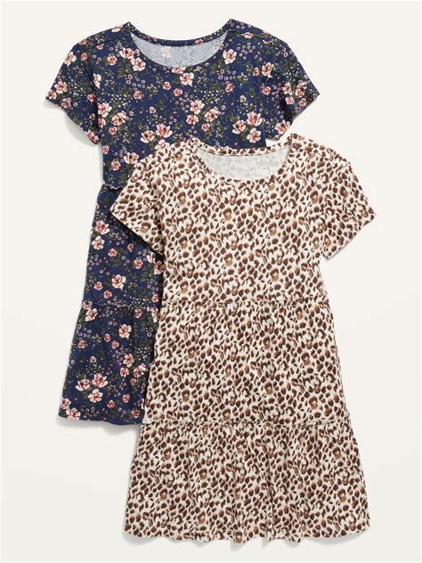 Tiered Printed Short Sleeve Dress 2 Pack For Girls Old Navy
