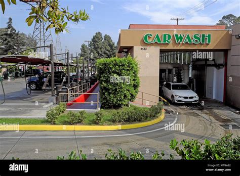 A car emerging from an automatic Car Wash on Glendale Boulevard in the