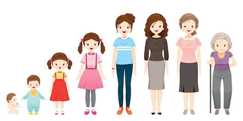 Premium Vector The Life Cycle Of Woman Generations And Stages Of