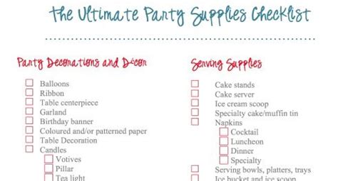 Print off as many copies of this free wedding reception checklist printable, take it with you and fill it in at every reception venue. The Ultimate Party Supplies Checklist | Party supplies checklist, Birthday party supplies ...