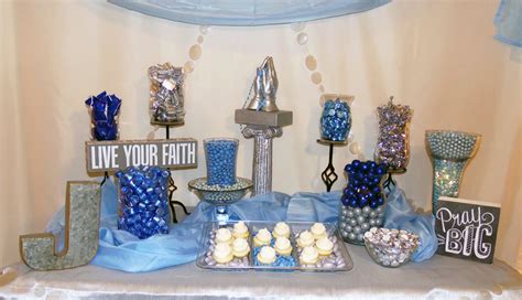 First Communion Boy Party Ideas Light Blue And Grey Theme
