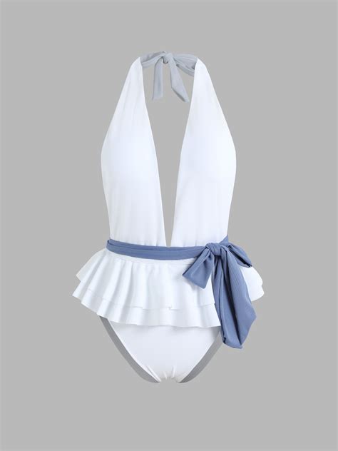Backless Bowknot One Piece Swimsuit Cider