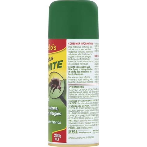 Bosistos Insect Spray Dust Mites Eucalyptus 200g Woolworths