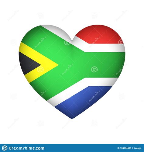 South Africa Flag Heart Shape Vector Illustration Stock Vector