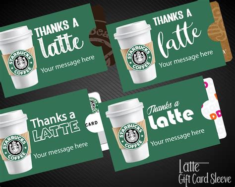 Printable Business Starbucks Coffee T Card Sleeve Etsy