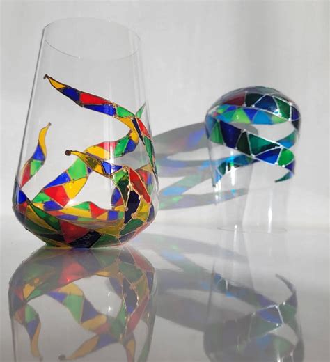 Rainbow Drinking Glasses Set Of 2 Couple Stemless Drinkware Etsy