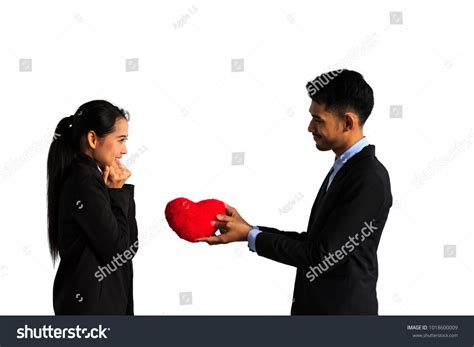 Businessman Giving Red Heart Customer On Stock Photo 1018600009