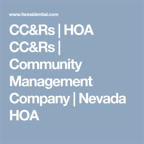 Ccandrs Hoa Ccandrs Community Management Company Nevada Hoa