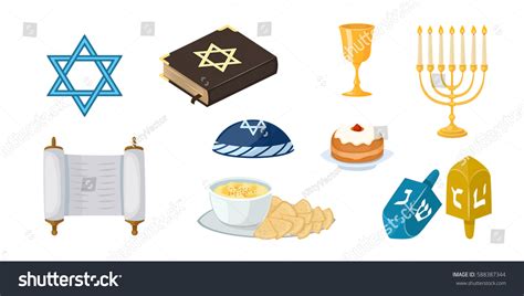 Judaism Church Traditional Symbols Icons Set Royalty Free Stock