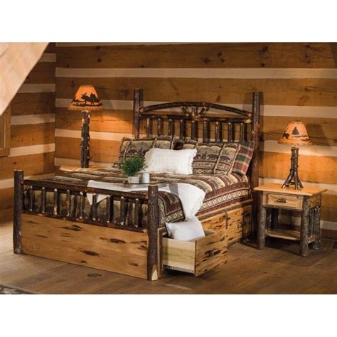 When you choose a king size bedroom set from home furniture plus bedding, your nights are sure to be more comfortable. Rustic Hickory Log Bed -Wagon Wheel Style with Storage Drawers