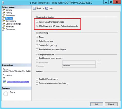 Options To Change Sql Server To Mixed Mode Authentication