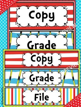 Dr. Seuss (Copy, Grade, File) Classroom Labels by Kindergarten Printables