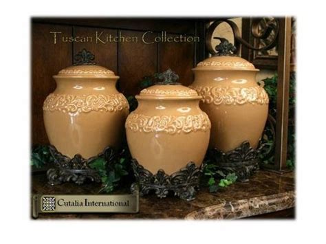 Tuscan Style Large Kitchen Canisters 3 Items Tuscan Kitchen