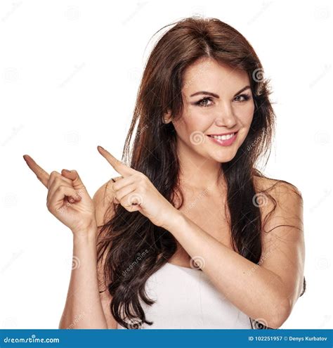 Cheerful Woman Pointing Stock Image Image Of Attractive 102251957