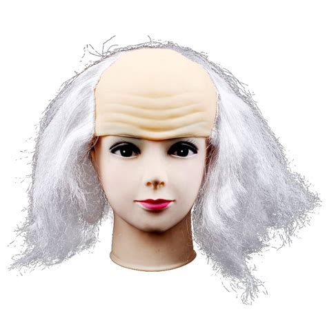 halloween bald wig funny old lady wigs masquerade supplies wig head mask halloween costume