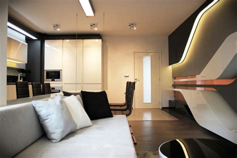Futuristic Living Room With Contemporary Sitting Furniture Founterior