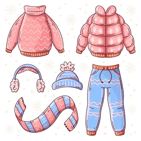 Free Vector Hand Drawn Winter Clothes And Essentials