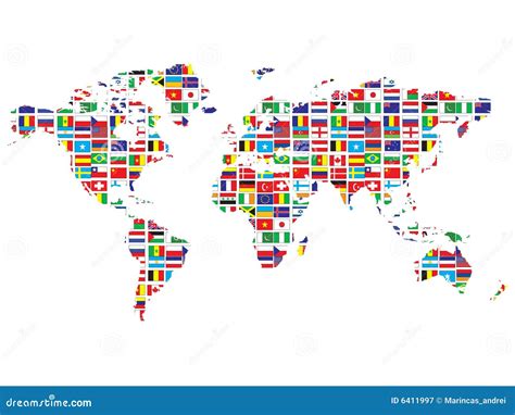 World Map With Flags Stock Vector Illustration Of Journey 6411997