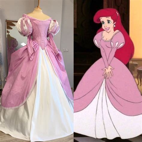 Ariel Pink Dress Disney Princess Cosplay Adult Costume Etsy