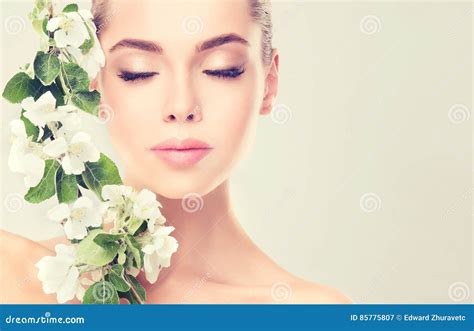 Young Woman With Clean Fresh Skin And Soft Delicate Make Up Stock