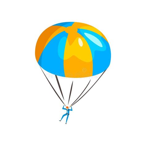 Skydiver Descending With A Parachute In The Sky Extreme Parachuting