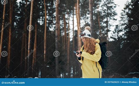 Girl Trying To Catch A Bond In The Forest In Winter Stock Image Image