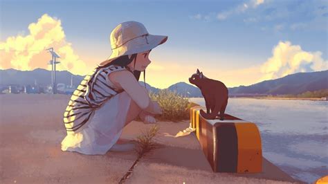 Anime Girl Staring Cat 4k 3840x2160 18 Wallpaper