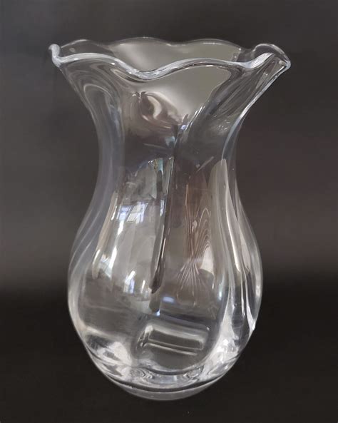 Simon Pearce Crystal Glass Vase Vintage Simon Pearce Hand Blown Clear Crystal Vase Rafael