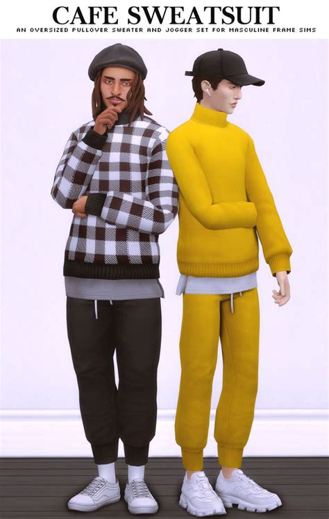 Cafe Sweatsuit By Nucrests Nucrests Sims 4 Male Clothes Sims 4