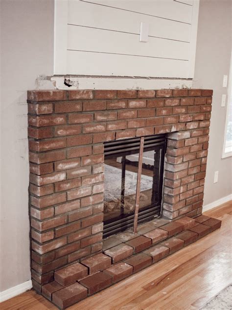 How To Build A Diy Brick Fireplace Hearth With A Shiplap Accent Wall