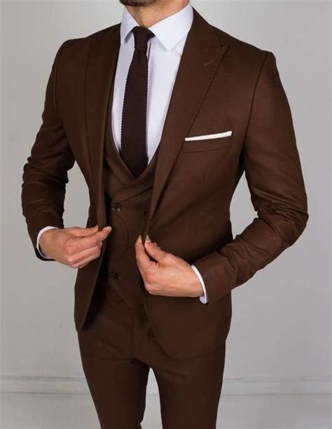 Men Suits 3 Piece Suit Dark Brown Suits For Men Slim Fit Wedding Suit