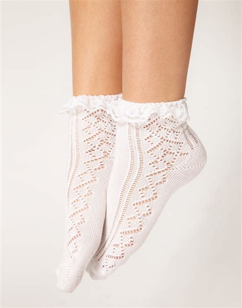 Lyst Asos Crochet Lace Frill Socks In White