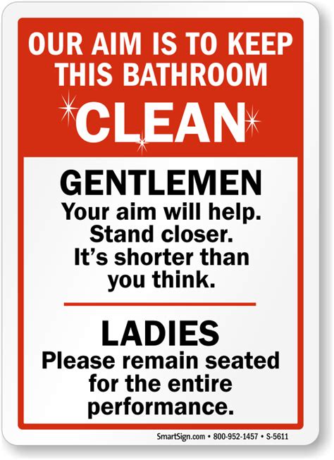 Humorous Sign Keep Bathroom Clean Best Prices Sku S 5611