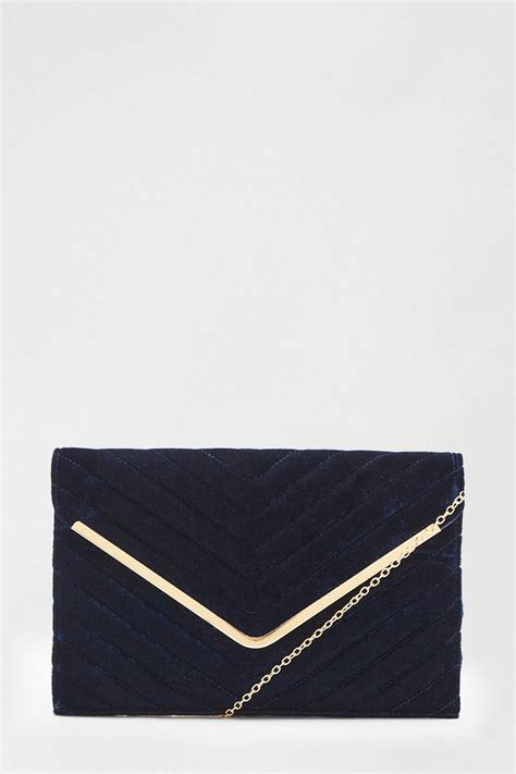 Bags And Purses Quilted Velvet Envelope Clutch Bag Dorothy Perkins