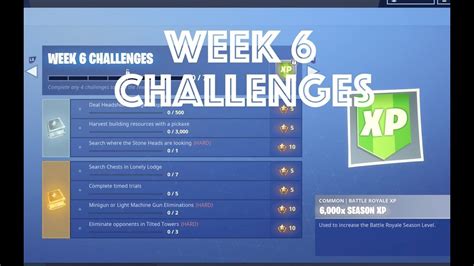 These fortnite challenges provide players with a way to level up their battle pass tiers quicker. Fortnite: Week 6 Season 5 Challenges - YouTube