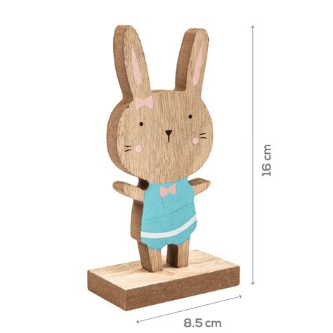 Art Star Easter Standing Wooden Blue Easter Bunny