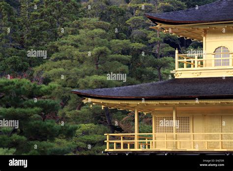 A Closed Up View Of Temple Of The Golden Pavilion Kinkaku Ji Kyoto
