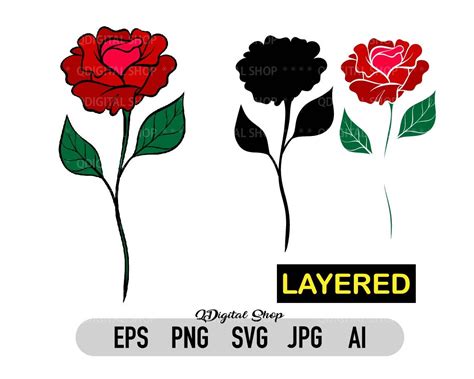 Red Rose Svg Layered Rose Png Clipart Cricut Easy Etsy