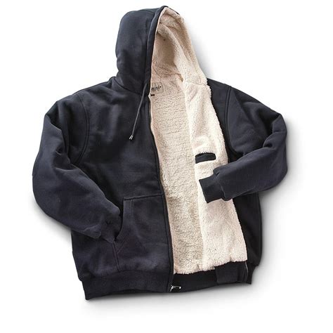 Sherpa Fleece Lined Full Zip Hooded Sweatshirt 213171