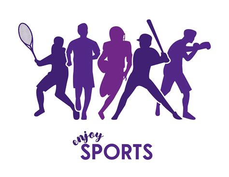 Sports Time Poster With Purple Athletes Silhouettes 2002879 Vector Art