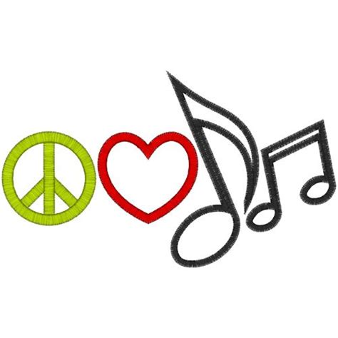 Peace Love Rock N Roll Tattoo Main Applique Mains