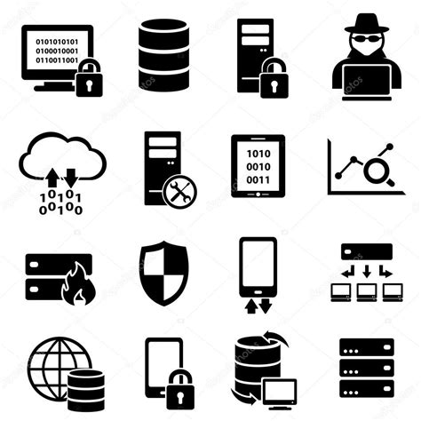 Cyber Security Virus And Computer Security Icons — Stock Vector
