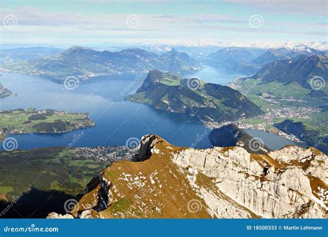 Lake Lucerne Seen From Mountain Stock Photos Image 18500333