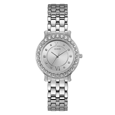 Guess Ladies Silver Watch Crystals W1062l1