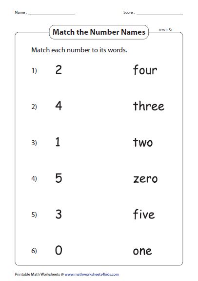 Kindergarten Number Names Worksheets 1 To 20