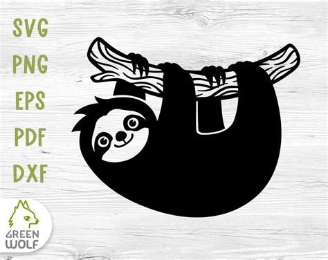 Cute Sloth Svg Hanging Sloth On Branch Svg File For Cricut Etsy