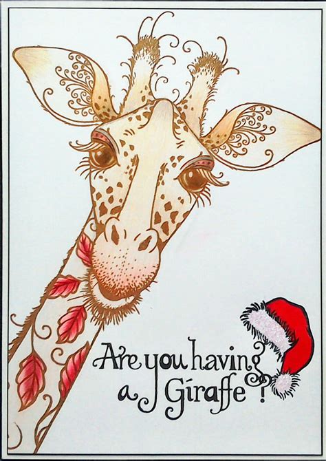 Pink Ink Designs Giraffe Stamp Christmas Card By Lynne Lee Greeting