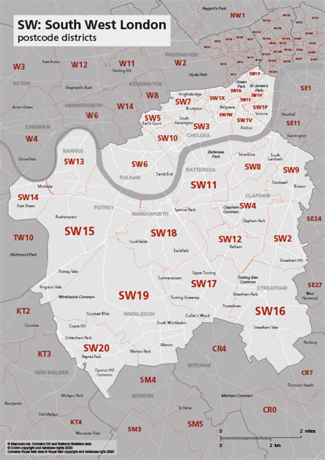 Map Of Sw Postcode Districts Maproom London Map Poster Adobe